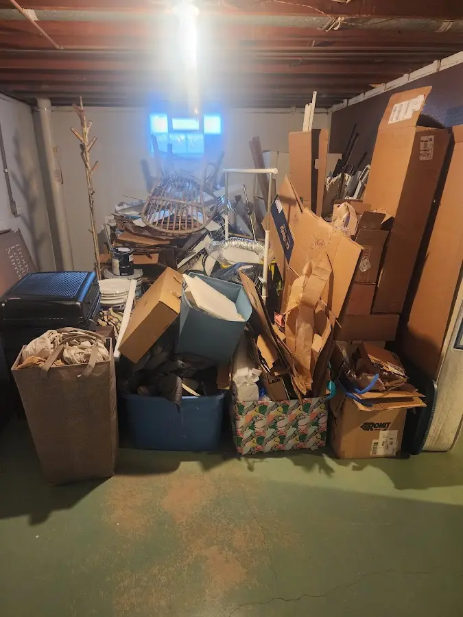 Roll-off dumpster container at job site for 6 Yard Dumpster Rental in New Berlin